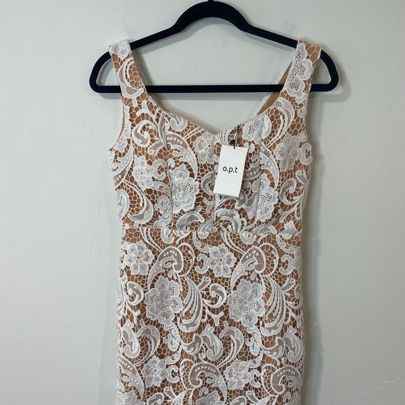 O.P.T Women's Lace Dress Knee Length Fitted Tank NEW Small Cocktail Lined - Picture 4 of 10